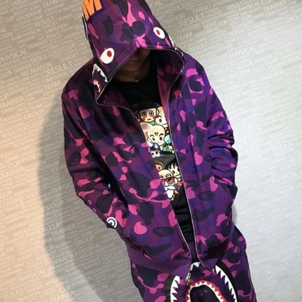 Purple Camouflage Hoodie and Pants Set